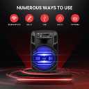 Pyle Portable Bluetooth PA Speaker System - 300W Rechargeable Outdoor Bluetooth Speaker Portable PA System w/ 8 Subwoofer 1 Tweeter, Microphone In, Party Lights, MP3/USB, Radio, Remote -PPHP835B