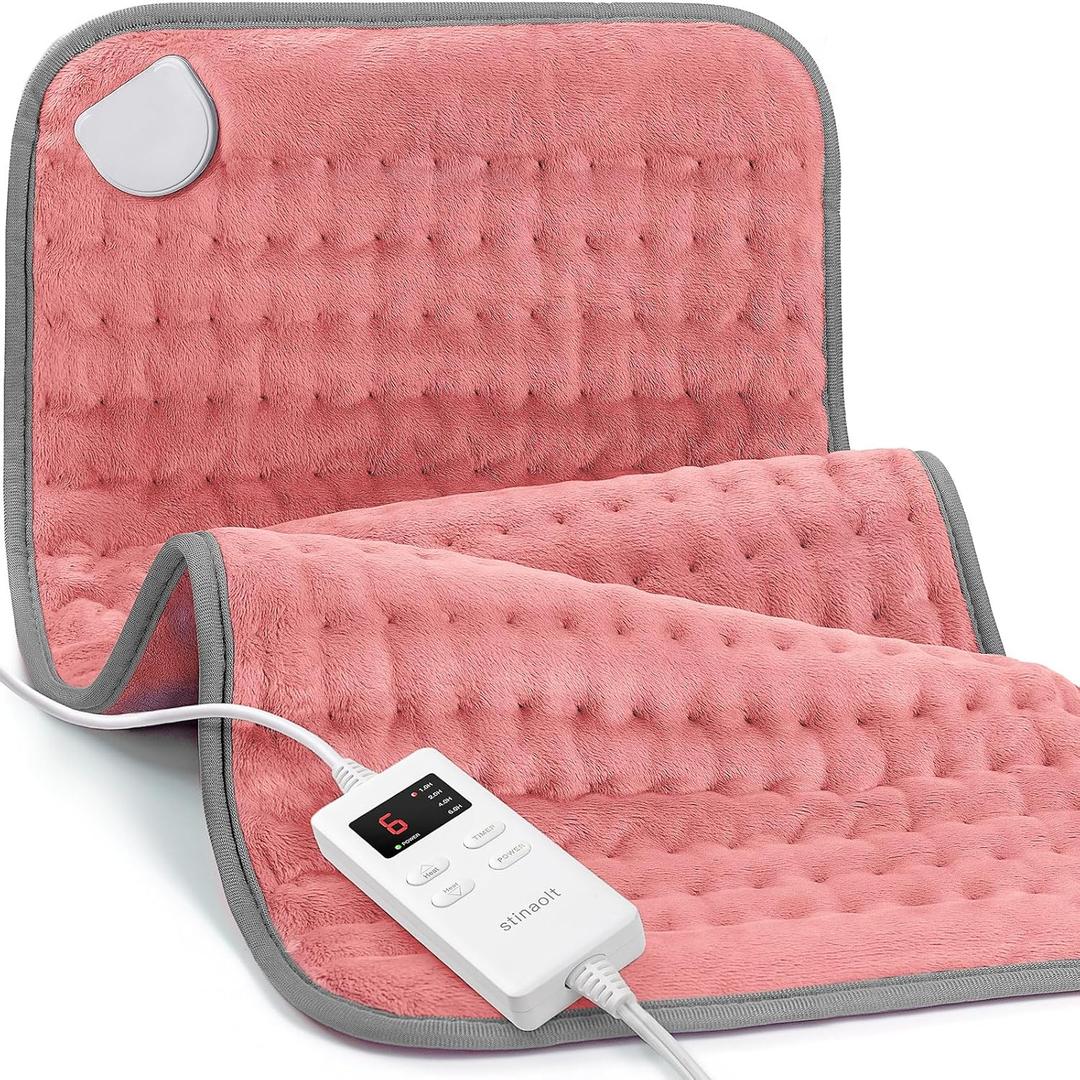 Heating Pad for Back & Period Cramps, Heating Pad for Neck and Shoulders and Back, Machine Washable Electric Heating Pads, Christmas Birthday Gifts for Women, Men, Mom, Dad (12x24 Inch, Red Pink)