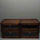 2 Pieces Bread Box for Kitchen Countertop Wooden Bread Storage Container Bin 2 Layer Breadbox Holder Large Capacity Keeper Vintage Farmhouse Food Organizer Pantry Shelf Acrylic Window (Brown)