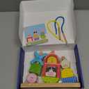 hahaland Montessori Wooden Brain Building Block for Toddler 1-3 Stacking Toy Day & Night Puzzle Game with 24 Challenges Toddler Lacing Stringing Beads for Ages 1 2 3 Preschool Learning Activities