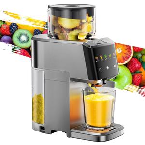 VCK Cold Press Juicer - Large 5.12" Feed Chute, Easy to Clean, Slow Masticating for Nutrient Retention, Quiet Motor, High Juice Yield, Leakproof - Sliver