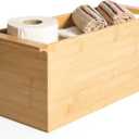Bamboo Toilet Paper Holder & Bathroom Organizer by Alder Row, Freestanding Toilet Tissue Holder, Modern & Minimalistic Bathroom Storage Solution