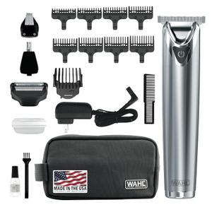 Wahl USA Stainless Steel Lithium Ion 2.0+ Beard Trimmer for Men - Electric Shaver & Nose Ear Trimmer - Rechargeable All in One Men's Grooming Kit - Model 9864SS