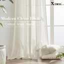 XTMYI Linen Curtains 96 Inch Long 2 Panel Set, Cream Sheer Pleated Curtain for Living Room, Modern Farmhouse Curtains for Dining Room Bedroom, Ivory Colored