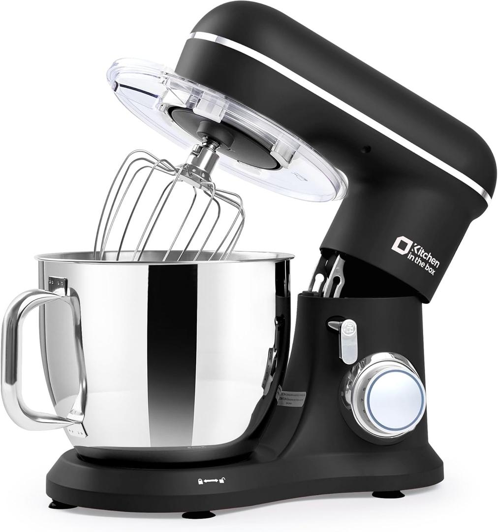 Kitchen in the box 7QT 900W 10-Speed Stand Mixer, Tilt-Head Kitchen Electric Mixer with Dough Hook, Whisk & Flat Beater(Onyx Black) (7QT, Onyx Black)