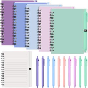 Resurhang 15 Sets Small Notebook Journal with Pen Bulk 4.5 * 5.5 Inch Pocket Size Spiral Lined Notepad for Women Men 100 Pages Notebook Employee Appreciation Gift for Work Study (Morandi)