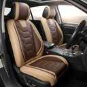 OASIS AUTO Car Seat Covers Full Set, Sporty Faux Leather with Honeycomb Pattern, Waterproof Universal Fit for SUV, Sedan, Pick-up Truck, Automotive Interior Accessories (OS-004 Coffee)