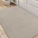 DEXI Door Mat Inside Entrance 32x48, Ultra Non Slip Rubber Backed Dirt Trapper, Low Profile Thin Welcome Doormat, Absorbent Easy Clean Entry Mats for Entryway, Patio, Beige