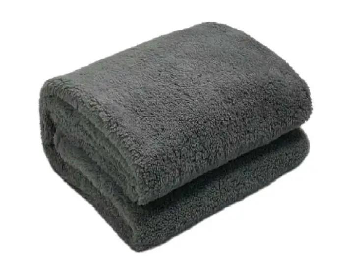 Dark Grey Sherpa Throw Blanket, 54x64