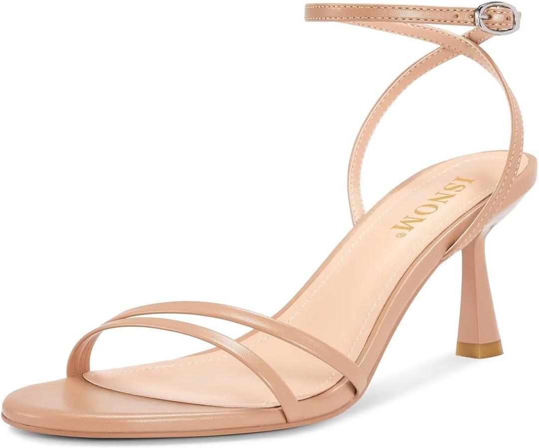 ISNOM Womens Sandals Round Toe Low Heels Strappy Ankle Strap Kitten Heel Comfort Dress Party Shoes (8, E-soft Nude) ISNOM Womens Sandals Round Toe Low Heels Strappy Ankle Strap Kitten Heel Comfort Dress Party Shoes (8, E-soft Nude)