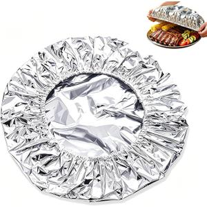 Aluminum Foil Food Covers, Aluminum Foil Insulation Cover, Reusable Heat Insulation Fresh-Keeping Elastic Food Covers 60Pcs