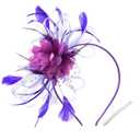 Women's Fascinators Feathers Mesh Ribbons Tea Party Hats with Headband and Clip Fascinator Hat (Purple)