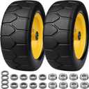 11x4.00-5'' Lawn Mower Tires Flat Free, 11x4-5 Solid Tires and Wheel, Zero Turn Mower Front Tires with 3/4" or 5/8" & 1/2" Precision bearings, 3.4"-5.6" Centered Hub for Zero-Turn Lawn Mower (2 Pack)