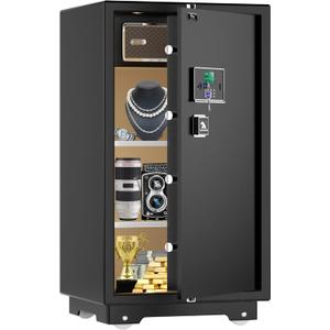 US STOCKTIGERKING 7.2 Cubic Feet Extra Large Heavy Duty Safe Box, Home Safe with Double Safety Key Lock and Separate Lock Box, Digital safe with 2 Removable Shelf for Home Hotel Office, 132 Lbs (Black)