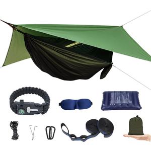 Camping Hammock with Mosquito Net and Rain Fly - Travel Hammock Bug Net - Hammock Tent for Outdoor Hiking Backpacking Travel Camping Accessories and Camping Gear… Military Green