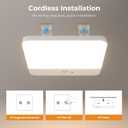 FULEN Motion Sensor Ceiling Light Fixture, Cordless Closet Light Battery Operated, Rechargeable Magnetic Mount LED Shower Light for Bathroom,Stairs,Garage,Hallway,3 Color Temperatures,Remote Control