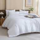 Paxrac Classic Pure White Comforter King Size, 3 Pieces Boho Comforter Set, Lightweight Solid Bedding Set, All Seasons Soft Breathable King Comforter Set (104x90In Comforter & 2 Pillowcases)