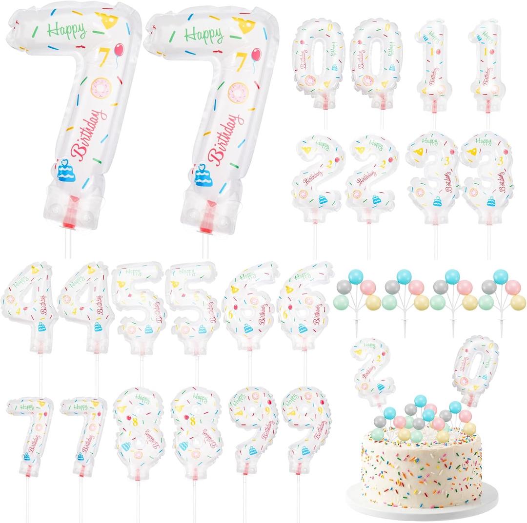 Gejoy 36 Pack 5 Inch Mini Number Balloons, Macarons Mini Balloon Numbers on Stick Cake Toppers for Birthday, Party, Anniversary, Baby Shower Decoration Easy to Inflate Adds Festive to Cake Parties