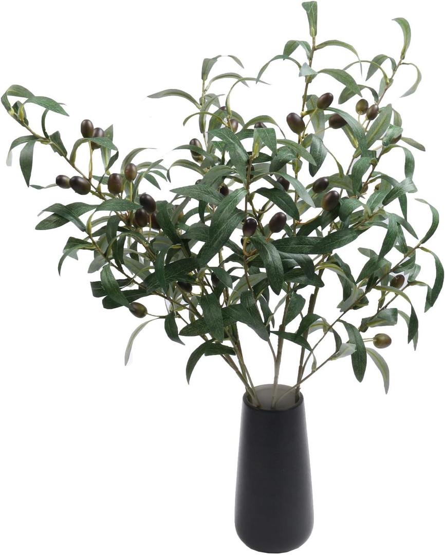 SHACOS 3 PCS 28 inch Artificial Olive Branches for Vases Greenery Olive Stems Faux Tree Branch Twig for Home Wedding Shop Office Garden Decor DIY Floral Crafts