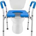 Raised Toilet Seat with Safety Frame - Mobo Medical - 400 Lb Capacity- Heavy Duty Adjustable Height - Easy Installation, Durable Aluminum for Standard and Elongated Toilets