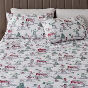 Great Bay Home Twin Size Microfiber Sheet Set - Lodge Decor 3-Piece Bed Sheets - Ultra-Soft and Smooth Brushed Microfiber Woodland Decor Bedding (Winter Wonderland)