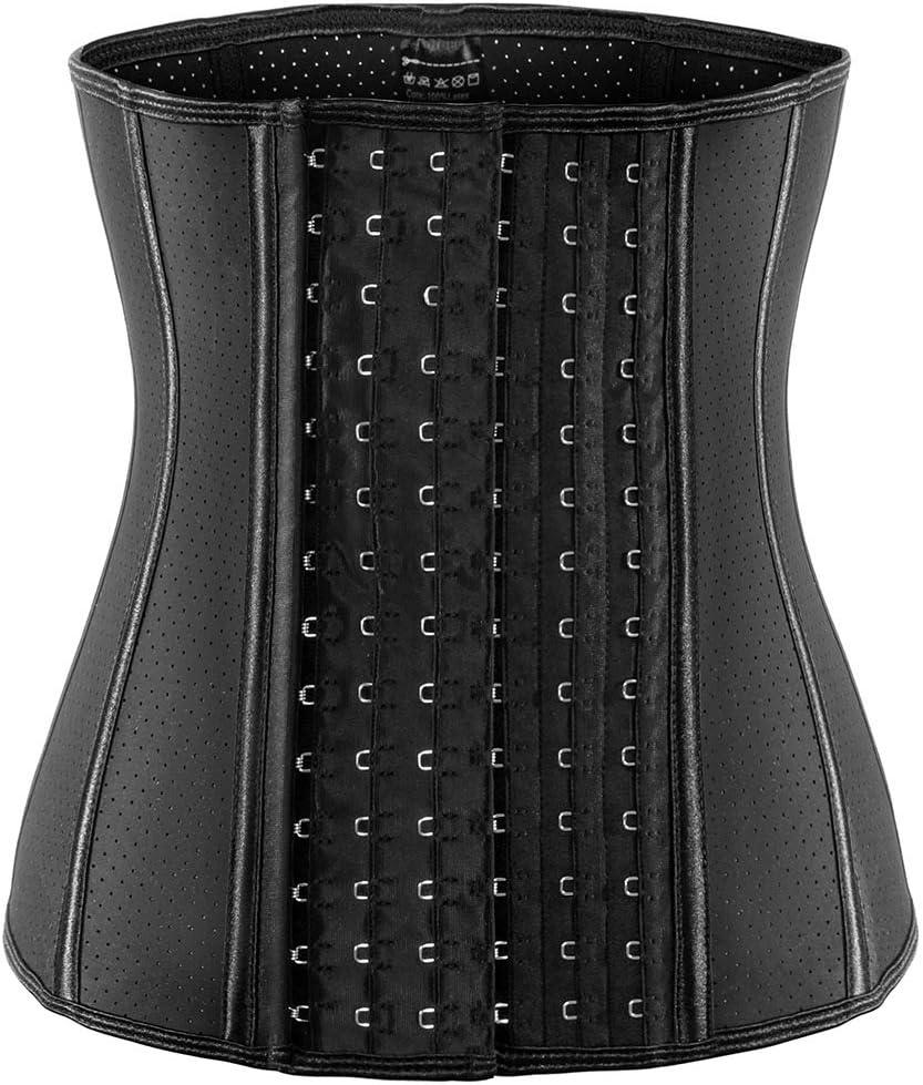 ECOWALSON Waist Trainer for Women Corset Cincher Body Shaper Girdle Trimmer with Steel Bones Extender (3X-Large, B-black(9 Steel Bones Height:11.6"))