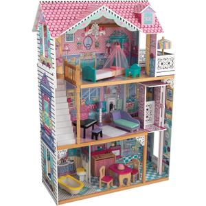 KidKraft Annabelle Wooden Dollhouse with Elevator, Balcony and 17 Accessories, Gift for Ages 3+