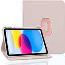 TopPerfekt Case for iPad 11th (A16) 11-inch 2025 / iPad 10th Generation 10.9-inch 2022, Initial Chenille Letter Suture, Cute Case with Auto Sleep/Wake, Support Touch ID, Pencil Holder (Pink, O)