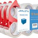 JARLINK 18 Rolls Clear Packing Tape with 3 Dispensers, Heavy Duty Packaging Tape Refills for Shipping Packaging Mailing, 2.8mil Thicker, 1.88 inches Wide, 55 Yards Per Roll, 990 Total Yards
