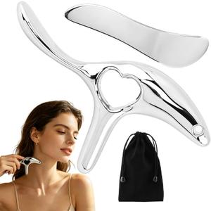 Metal Massage kit, Trigger Point Massage Tool + Gua Sha Muscle Scraper for Deep Tissue Massager, Lymphatic Drainage Massager Fascia Release Tools for Neck, Shoulder, Back, Face(Silver)