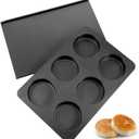 6 Cup Straight Side Jumbo English Muffin Cupcake Pan with Lid Hamburger Burger Bun Egg Sandwich Frittata Cinnamon Roll Focaccia Quiche Pancake Nonstick Baking Tin Tray