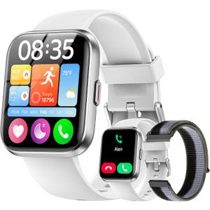 Smart Watch for Android Phones/iPhones, 1.85" HD Smart Watches for Women Men with Heart Rate/SpO2/Sleep Monitor, 3ATM Waterproof Fitness Tracker Watch with 120 Sport Modes, Health Tracker (White)