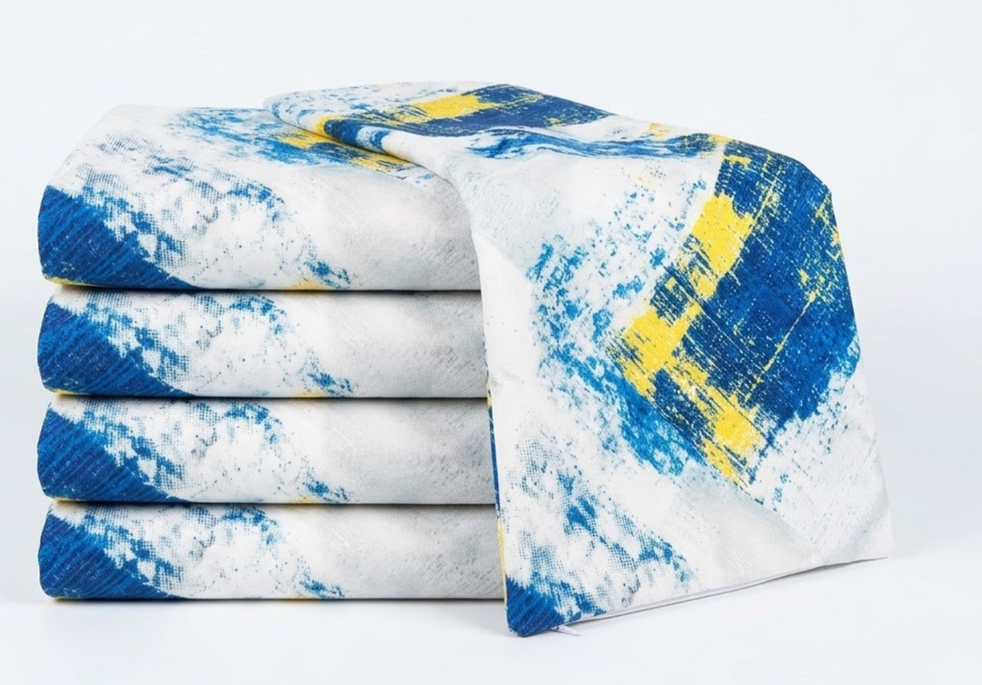 Blue Yellow Set Of 5 Pillow Cases 17x17