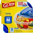 Glad GladWare Entree Food Storage Containers with Lids, Medium Square BPA Free Plastic for Meal Prep and Lunches, Lock Tight Seal, Microwave and Dishwasher Safe, 25 Oz, 5 Count - 6 Pack