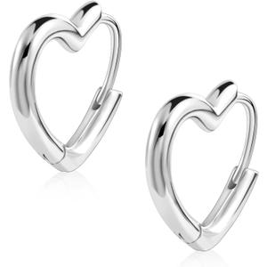 Silver Heart Hoop Earrings for Women Girls Small Heart Shaped Huggie Hoop Earrings Hypoallergenic Cartilage Huggies Earings for Jewelry Gifts