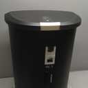 simplehuman 50 Liter / 13 Gallon Semi-Round Kitchen Step Trash Can with Secure Slide Lock, Black Plastic