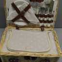 Picnic Basket for 2, Engagement Wedding Bridal Shower Gifts for Couples Bride, Wicker Picnic Basket with Waterproof Blanket & Insulated Liner Willow Hamper Set for Mr and Mrs Outdoor Camping