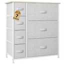 DWVO Dresser for Bedroom, 7 Drawers Fabric Dresser, Organizer Unit for Living Room, Hallway, Closets - Sturdy Steel Frame, Wooden Top & Easy Pull Fabric Bins, Light Gray