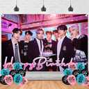 E-NHYPEN Birthday Photography Backdrop 5x3ft Photo Background Stray Kids Happy Birthday Ballons for Kpop Merch Party Supplies Decorations