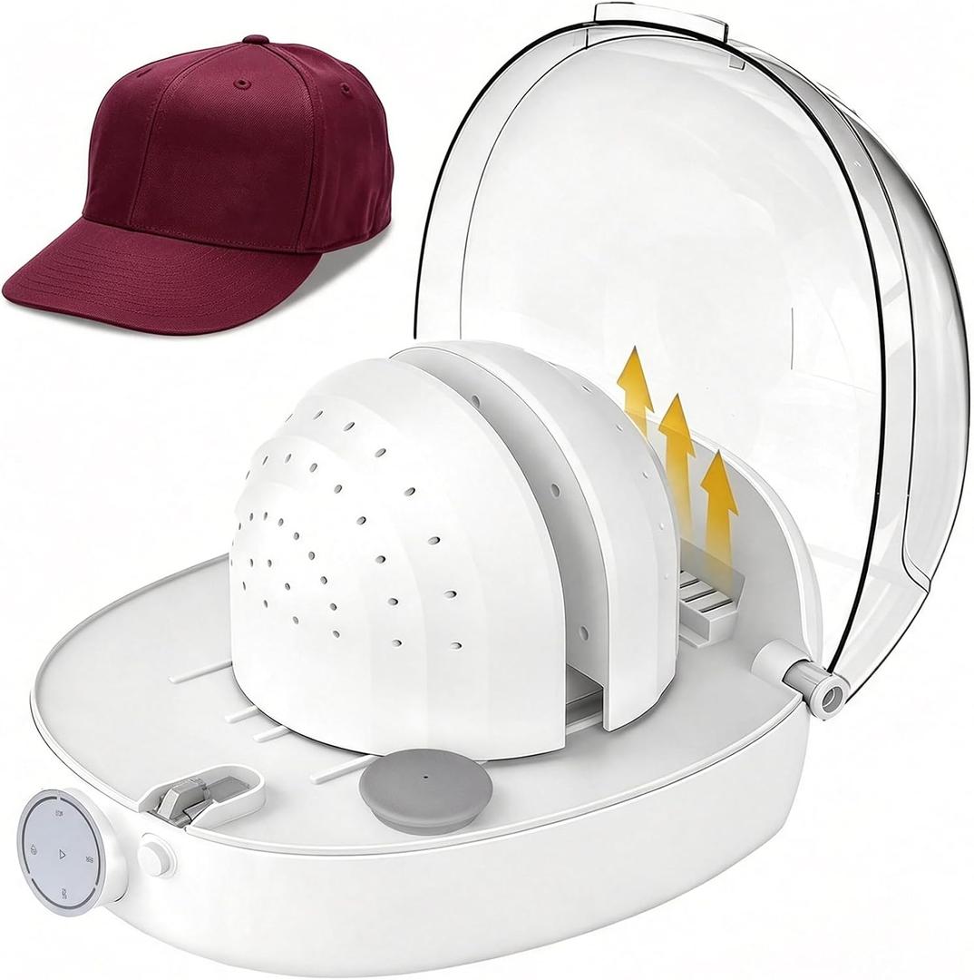 𝐔𝐩𝐠𝐫𝐚𝐝𝐞 Hat Cleaner Machine with Steam,Hat Shaper Automatic Cap Cleaner,3-in-1 Steam Clean Iron Dry Reshape Deodorize for Baseball Cap Bucket Trucker Hat,Restore Misshapen Hats