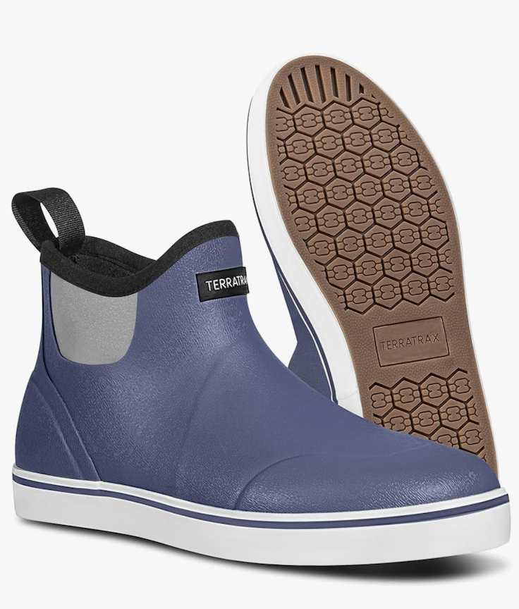 Men's Waterproof Deck Rain Boots - Anti-Slip Rubber Ankle Boots for men, ideal for Fishing and Boating, All-Season, Size 9