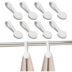 uxcell 8 Pcs Kitchen Magnetic Towel Clips, Leather Towel Holder Clip Multi-Purpose Hand Hooks Kitchen Accessories for Oven Handles Bars Racks, White