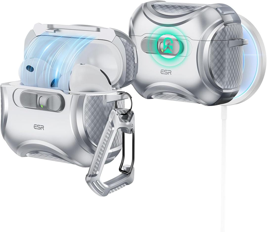 ESR for AirPods Pro 3 Case (2025), Compatible with Airpods Pro 3rd Generation Case (USB-C Cable), Effortless MagSafe, Drop-Proof Lock, Easy Open, Cyber Series, Gray