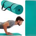 Gaiam Essentials Thick Yoga Mat Fitness & Exercise Mat with Easy-Cinch Yoga Mat Carrier Strap, 72"L x 24"W x 2/5 Inch Thick