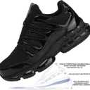 LIANGGO Steel Toe Shoes for Men Women Composite Toe Safety Work Non Slip Industrial Air Cushion Tennis Sneakers Black