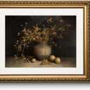 WHASAYART Dry Flower Sketches Vintage Gold Framed Canvas Wall Art 13"x16" | Antique Still Life Flower in Vase Painting Print, Classic Botanical Wall Decor Artwork Living Room Entryway Bedroom Office