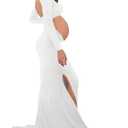 Bhome Maternity Dress for Photoshoot Cut-Out Backless Side Split Maternity Maxi Gown for Photoshoot S