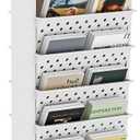 6 Tier Rolling Utility Cart Multi-Functional Movable Storage Book Shelves with Lockable Casters for Study Office Classroom, White