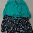 Aqua Eve Two Piece Women's Tankini Swimsuits Blouson Swim Tank Top with Shorts Modest Bathing Suits (Blue Green Flower) XS