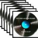Record Album Frame, 6 Pack, 12.5x12.5 Inch High Glossy Frame, Made to display vinyl LP album covers, Fit the album artwork, set of 6pcs (Black)